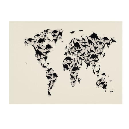 Michael Tompsett 'Dinosaur World Map' Canvas Art,14x19